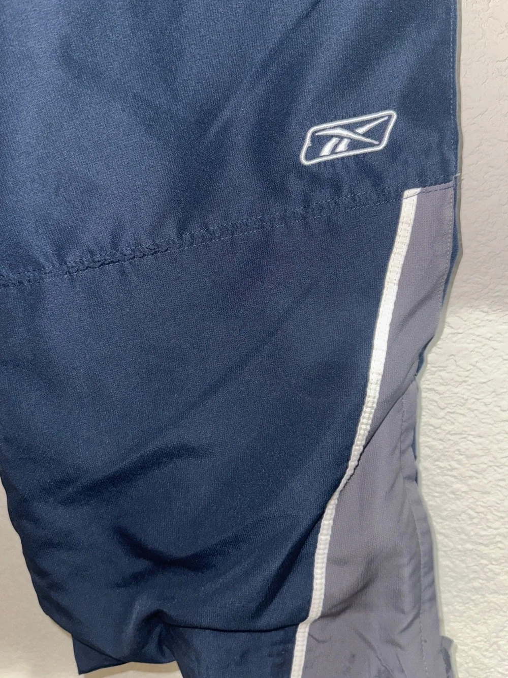 Vintage Reebok Navy Blue Lined Track Pants Windbreaker Pants Size L